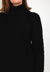 Natalia Collection High Neck Cable Knit Sweater, Black