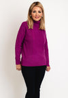 Natalia Collection High Neck Cable Knit Sweater, Magenta