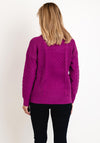 Natalia Collection High Neck Cable Knit Sweater, Magenta