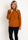 Natalia Collection High Neck Cable Knit Sweater, Mustard