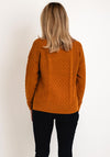 Natalia Collection High Neck Cable Knit Sweater, Mustard