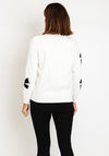 Natalia Collection Bow Print Knit Sweater, White