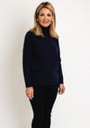 Natalia Collection Roll Neck Knit Sweater, Navy