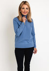 Natalia Collection Roll Neck Knit Sweater, Ocean Blue