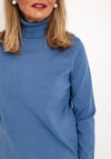 Natalia Collection Roll Neck Knit Sweater, Ocean Blue