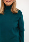 Natalia Collection Roll Neck Knit Sweater, Petrol Green