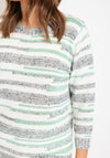 Natalia Collection Round Neck Striped Sweater, Mint