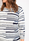 Natalia Collection Round Neck Striped Sweater, Navy