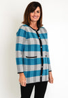 Natalia Collection Herringbone Long Knit Cardigan, Blue