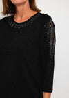 Natalia Collection Glitter Embellished Sweater, Black