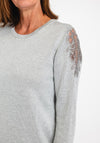 Natalia Collection Glitter Embellished Sweater, Silver