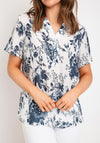 Natalia Collection Lightweight Floral Blouse, Navy