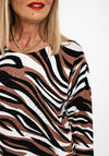 Natalia Collection Rhinestone Stripe Sweater, Brown