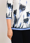 Natalia Collection Rhinestone Floral Sweater, Ocean Blue