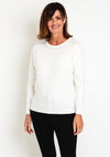 Natalia Collection Embellished Trim Sweater, Ivory