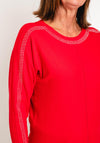 Natalia Collection Embellished Trim Sweater, Red