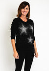 Natalia Collection Star Embellished Sweater, Black