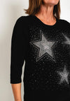 Natalia Collection Star Embellished Sweater, Black