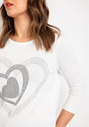 Natalia Collection Rhinestone Heart Sweater, Ivory