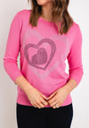 Natalia Collection Rhinestone Heart Sweater, Pink