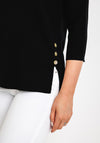 Natalia Collection Button Detail Sweater, Black
