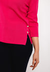 Natalia Collection Button Detail Sweater, Fuchsia