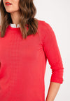 Natalia Collection Chiffon Trim Sweater, Coral