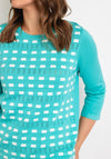 Natalia Collection Round Neck Print Sweater, Mint & White