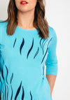 Natalia Collection Rhinestone Print Sweater, Aqua