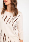 Natalia Collection Rhinestone Print Sweater, Beige