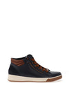 Ara Suede Patent Trim Hi Top Trainers, Navy Blue & Marrone