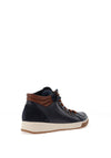 Ara Suede Patent Trim Hi Top Trainers, Navy Blue & Marrone