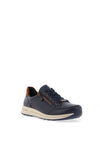 Ara Leather Side Zip Trainers, Navy Blue & Tan