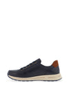 Ara Leather Side Zip Trainers, Navy Blue & Tan