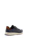 Ara Leather Side Zip Trainers, Navy Blue & Tan