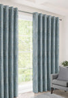 Aura Foliage Azure Lined Eyelet Curtains, Azure