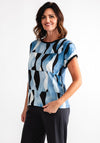 b.young Abstract Print Top, Blue Multi