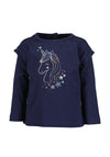 Blue Seven Baby Girl Unicorn Long Sleeve Top, Navy