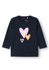 Name It Baby Girl Vubie Heart Long Sleeve Top, Dark Sapphire