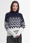 Barbour Gwyn Knitted Fairisle Jumper, Navy and White