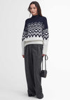 Barbour Gwyn Knitted Fairisle Jumper, Navy and White