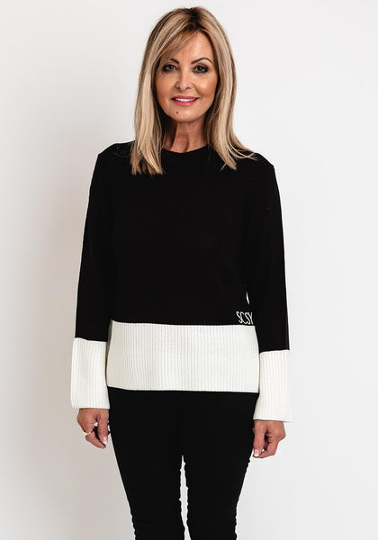 Betty Barclay Fine Knit Jumper Black White McElhinneys