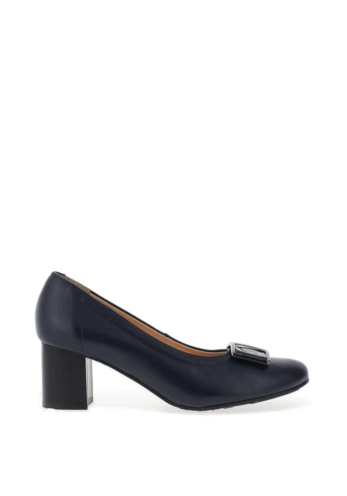 Bioeco by Arka Leather & Patent Block Heel Shoes, Navy - McElhinneys