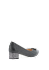Bioeco by Arka Leather Low Block Heel Shoes, Black & Silver