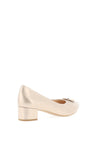 Bioeco by Arka Shimmer Low Block Heel Shoes, Gold