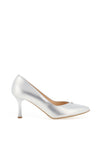Bioeco by Arka Leather Pointed Toe Court Shoe, Silver