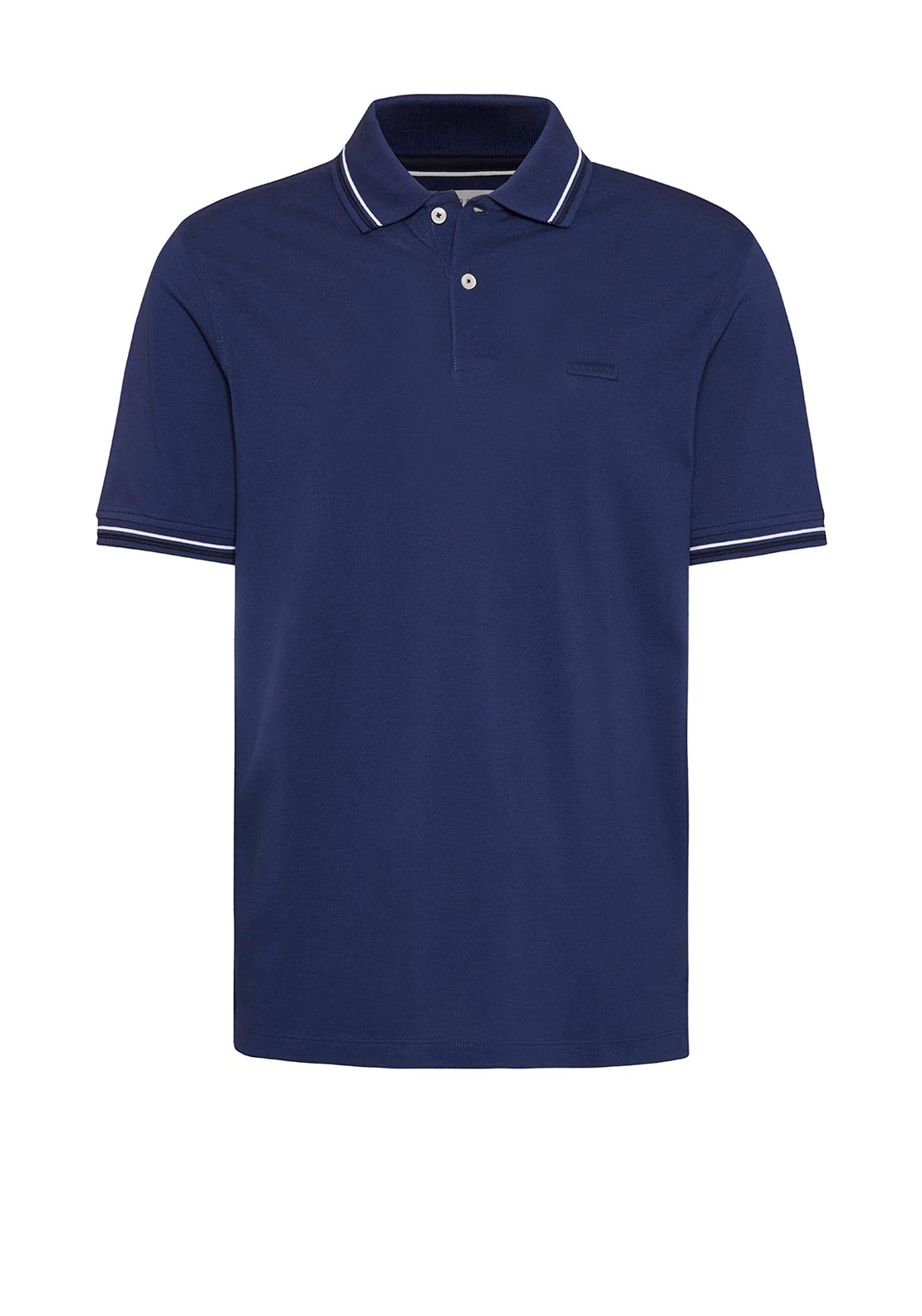 Bugatti Stripe Collar Polo Shirt, Ocean - McElhinneys