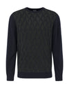 Bugatti Two Tone O Neck Knit Sweater, Navy