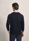 Bugatti Two Tone O Neck Knit Sweater, Navy & Brown