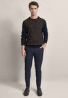 Bugatti Two Tone O Neck Knit Sweater, Navy & Brown